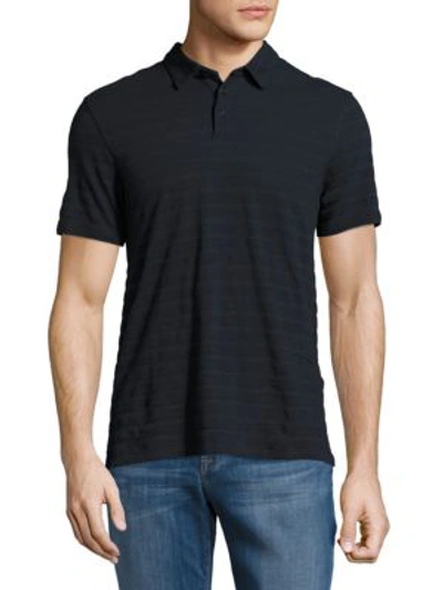 Shop John Varvatos Striped Cotton Polo In Midnight