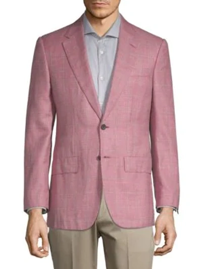 Shop Lutwyche Windowpane Wool Blazer In Pink