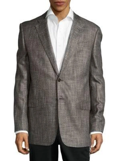 Shop Giorgio Armani Buttoned Jacket In Light Grey