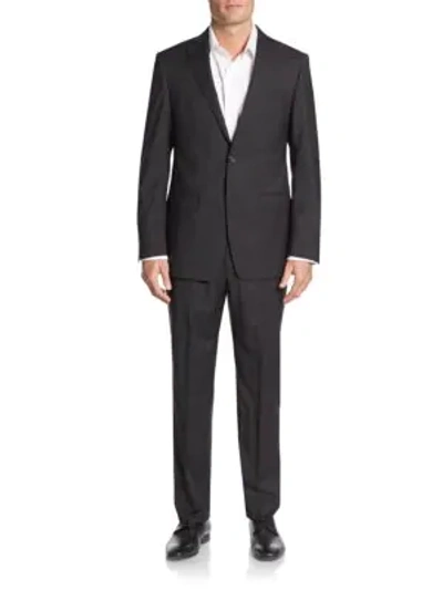 Shop Michael Kors Regular-fit Tonal Check Wool Suit In Black