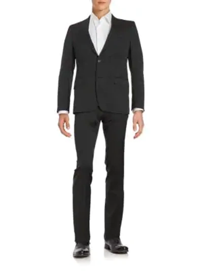 Shop Versace Regular-fit Wool-blend Suit In Charcoal