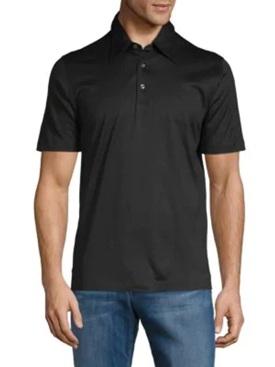 Shop Brioni Cotton-jersey Polo Shirt In Black