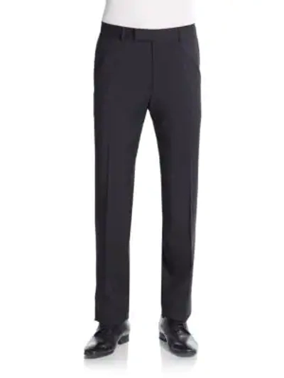 Shop Hugo Boss Jeffrey Virgin Wool Trousers In Black