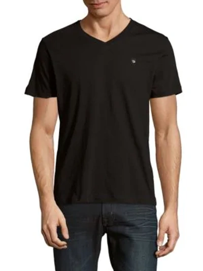Shop Diesel Solid V-neck T-shirt In Black