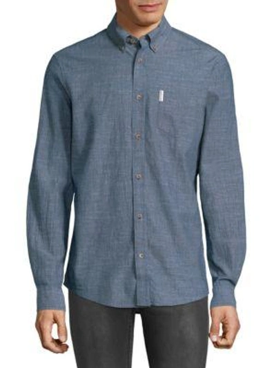 Shop Ben Sherman Woven Cotton Button-down Shirt In Navy Blazer