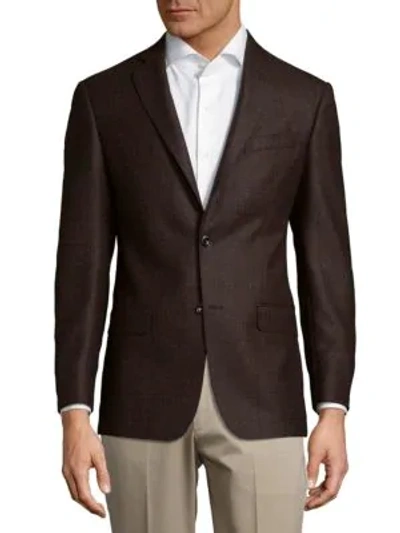 Shop Michael Kors Windowpane Wool Jacket In Brown