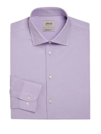 Shop Giorgio Armani Modern-fit Solid Dress Shirt In Lavender