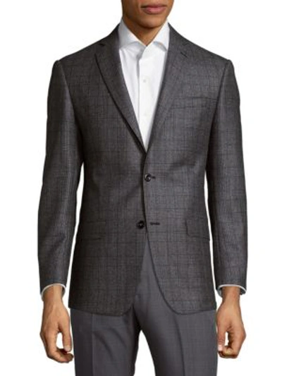 Shop Michael Kors Checkered Wool Sport Coat In Grey