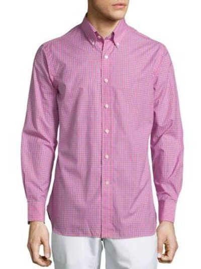 Shop Polo Ralph Lauren Plaid Poplin Button-down Shirt In Pink Green