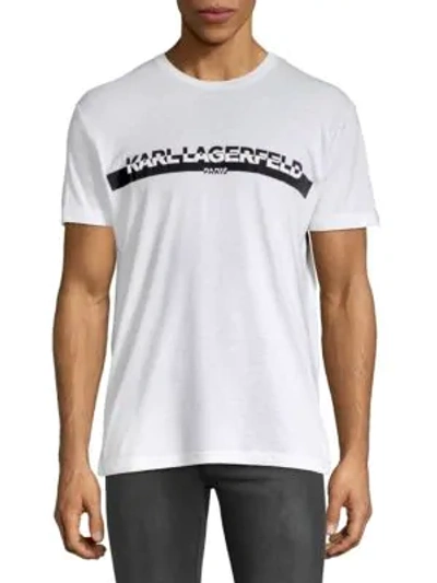 Shop Karl Lagerfeld Graphic Short Sleeve Cotton Tee In White