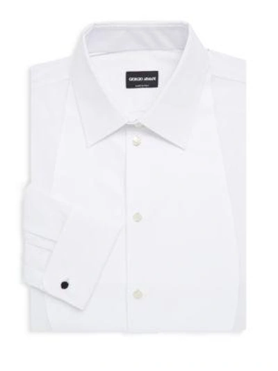 Shop Giorgio Armani Bib Cotton Button-down Shirt In Bianco