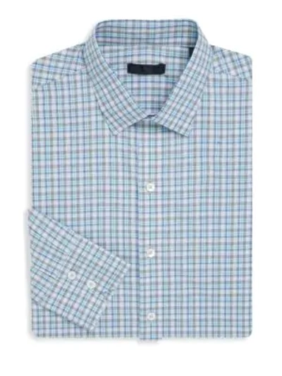 Shop Zachary Prell Plaid Cotton Button-down Shirt In Light Grey