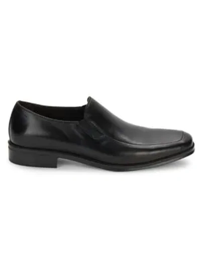 Shop Bruno Magli Pitto Solid Leather Loafers In Black