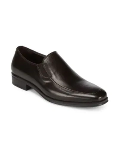 Shop Bruno Magli Pitto Solid Leather Loafers In Dark Brown