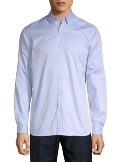 Shop The Kooples Plain Twill Button-down Shirt In Light Blue