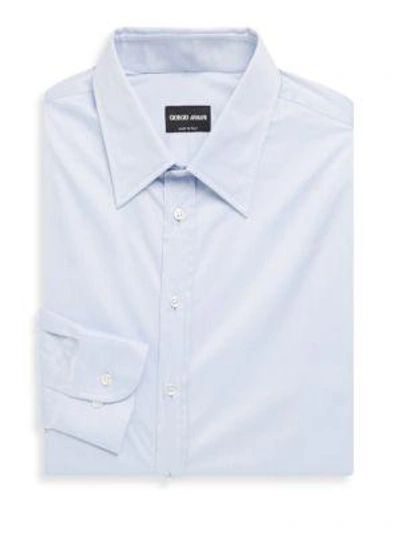 Shop Giorgio Armani Classic Cotton Dress Shirt In Azzurro Blue