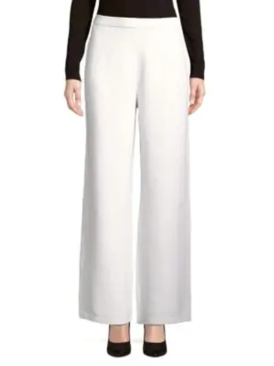 Shop St John Santana Knit Wide-leg Pants In Bright White