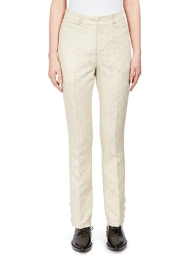 Shop Simone Rocha Floral-jacquard Trousers In Gold