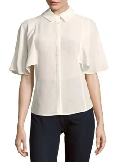 Shop Cosette Meryl Cape-sleeve Silk Blouse In White