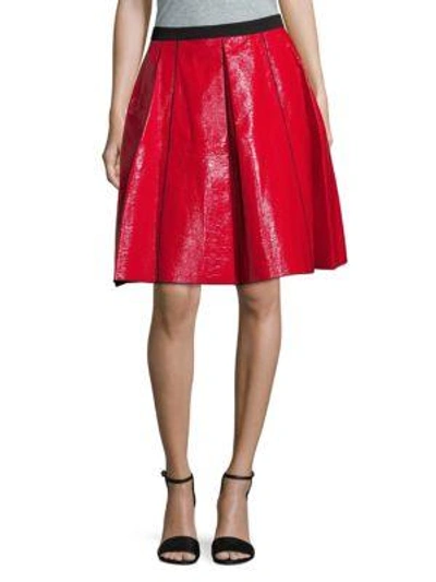 Shop Marc Jacobs Pleated Cotton Fit-&-flare Skirt In Red