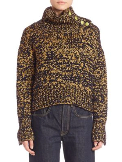 Shop Rag & Bone Wool Blend Turtleneck Sweater In Navy Yellow