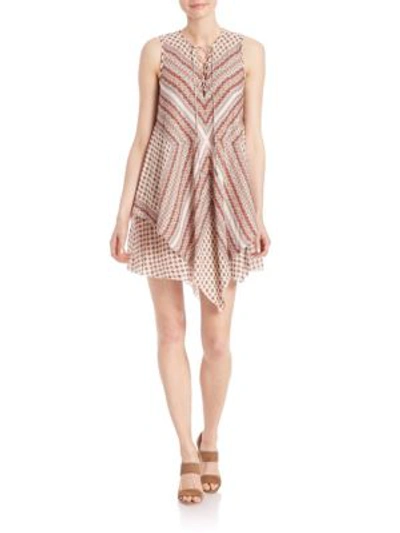 Shop Derek Lam Lace-up Layered Silk Dress In Cream Multi