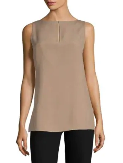 Shop Akris Knitted Sleeveless Silk Top In Caramel