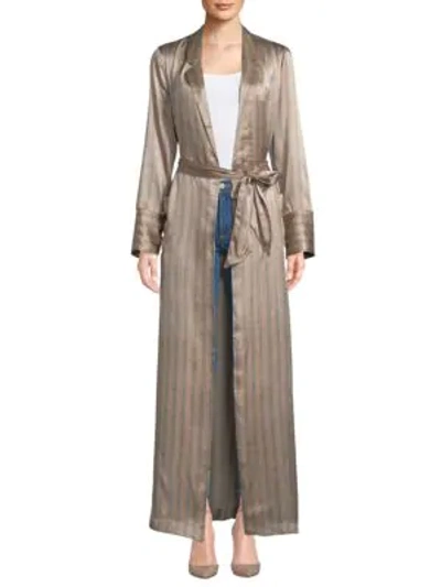 Shop Equipment Florian Striped Silk Robe In French Nude