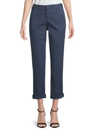 Shop Nydj Relaxed-fit Cotton-blend Chinos In Navy