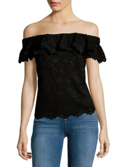 Shop Rebecca Taylor Lace Off Shoulder Blouse In Black