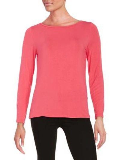 Shop Calvin Klein Collection Liquid Jersey Long Sleeved Top In Watermelon