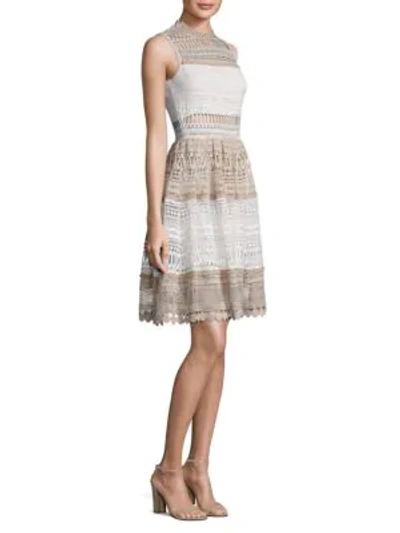 Shop Alexis Melania Tiered Lace Dress In Beige