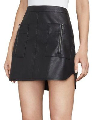 Shop Bcbgmaxazria Sabina Knit Faux Leather Mini Skirt In Black