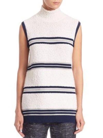 Shop Derek Lam Striped Sleeveless Bouclé Top In White