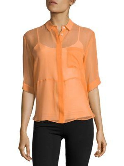 Shop Msgm Silk Sheer Shirt In Orange