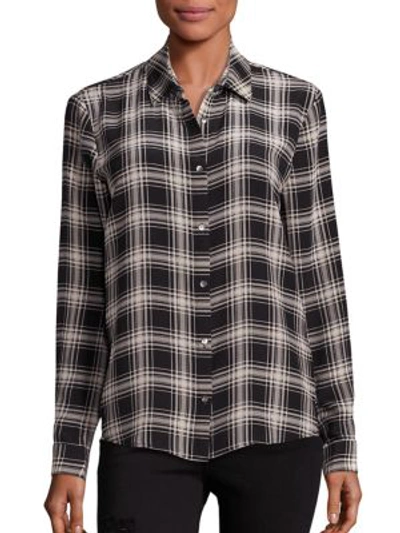 Shop The Kooples Checked Silk Shirt In Black