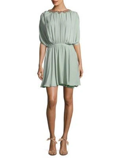 Shop Valentino Sleeveless Blouson Dress In Tiglio