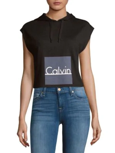 Shop Calvin Klein Sleeveless Hoodie In Black