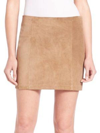 Shop Ralph Lauren Suede Mini Skirt In Brown