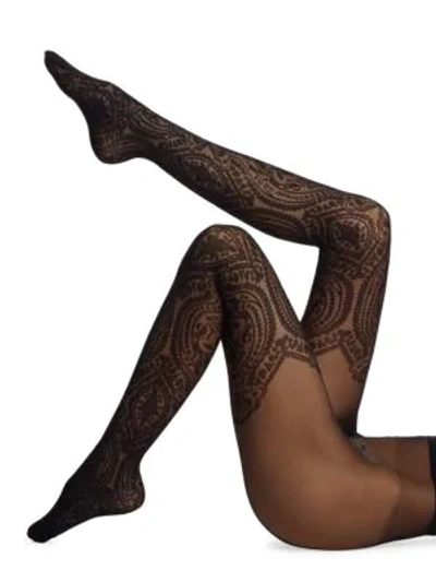 Shop Wolford Henna Sparkle Tights In Black