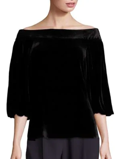 Shop Tibi Velvet Off-the-shoulder Top In Black