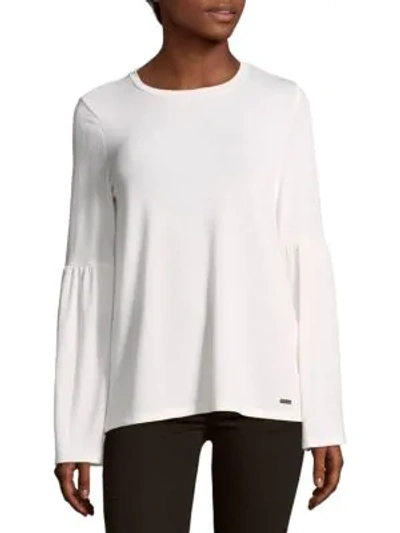 Shop Calvin Klein Bell Sleeve Top In Soft White