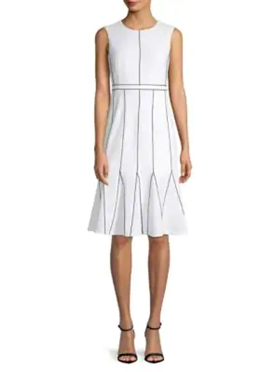 Shop Calvin Klein Contrast-stitch A-line Dress In White Black
