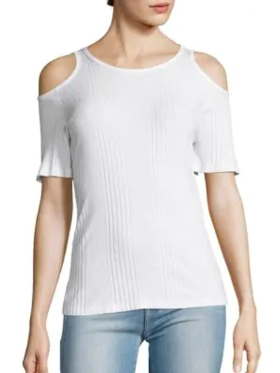 Shop Frame Cold-shoulder Rib-knit Tee In White