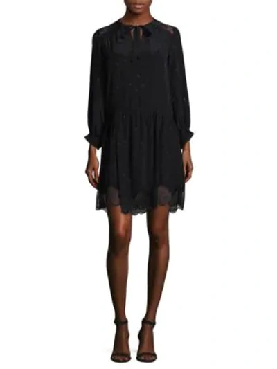Shop Zadig & Voltaire Silk Mesh Shift Dress In Black