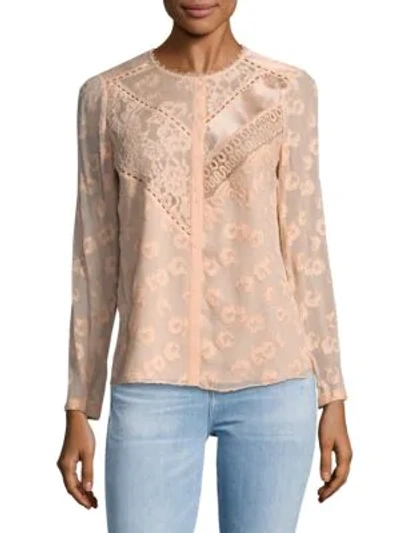 Shop Rebecca Taylor Zigzag Lace Top In Ballet