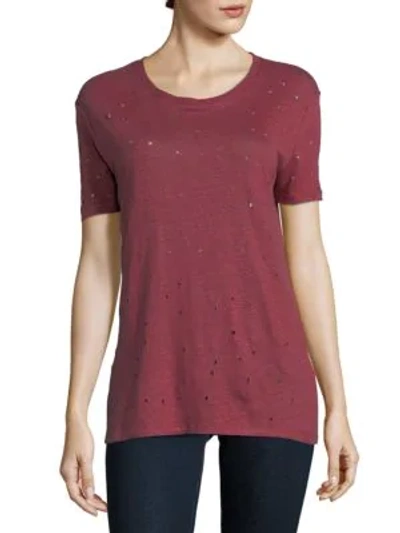 Shop Iro Clay Perforated Linen Tee In Magnolia