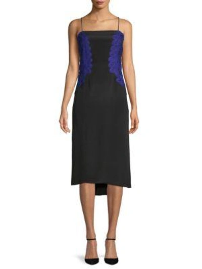 Shop Victoria Beckham Squareneck Midi Dress In Black Blue