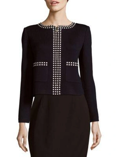 Shop St John Santana Knit Jacket In Navy