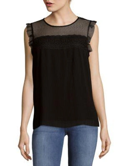 Shop Nanette Lepore Pleated Sleeveless Blouse In Very Black